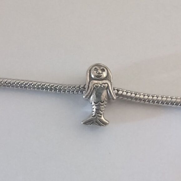 Silver Mermaid Charm for Pandora Style Bracelet - Picture 1 of 4